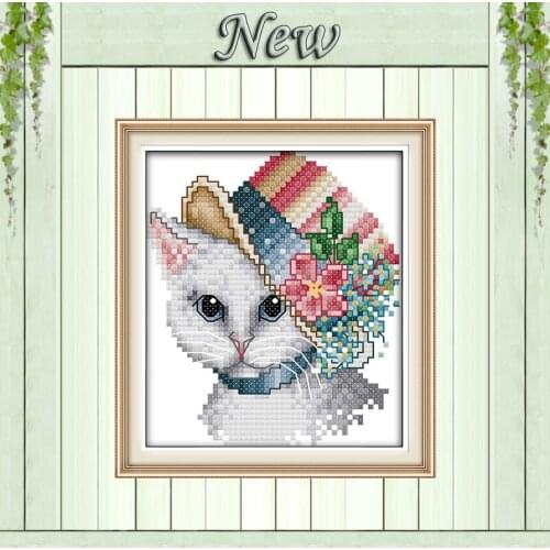 A noble cat white home decor painting counted print on canvas DMC 14CT 11CT chinese Cross Stitch Needlework Sets Embroidery kits
