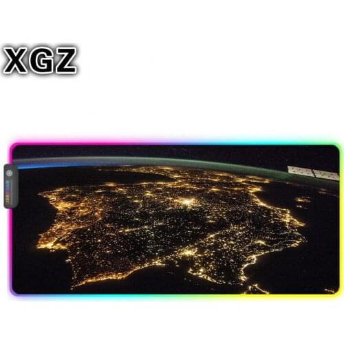 XGZ Landscape Earth Large Mouse Pad RGB Gaming Mouse Pad Glowing LED Computer PC Keyboard USB Interface Mouse Pad Desk Mat