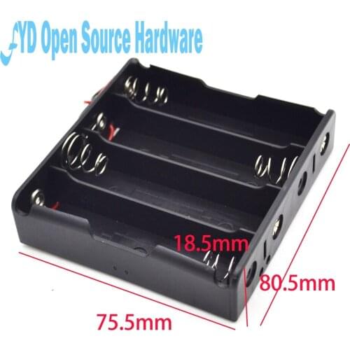 Black 4 x 3.7V 18650 Pointed Tip Battery Holder Case Wire Leads