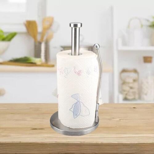 Countertop Paper Towel Holder - Stainless Steel Kitchen Napkin Roll Dispenser Stand for Home Office Bathroom Silver