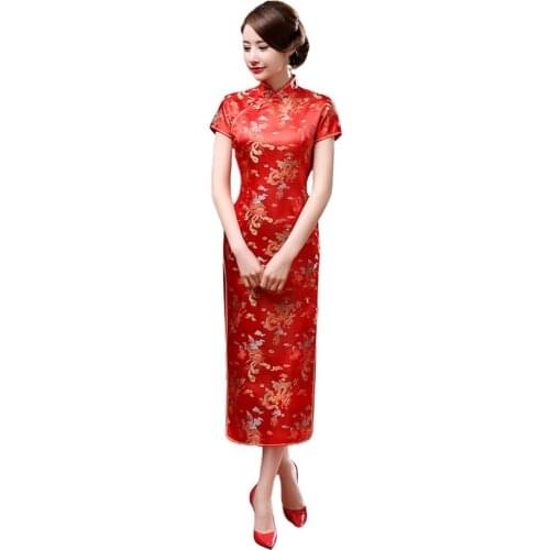 Elegant Slim Plus Size Qipao 2019 New Chinese Female Rayon Dress Mandarin Collar Vintage Cheongsam