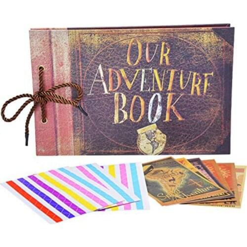 DIY Handmade Retro Photo Album Adventure Book Wedding Travel Stickers Scrapbook Our & My Adventure Movie Scrapbook Album