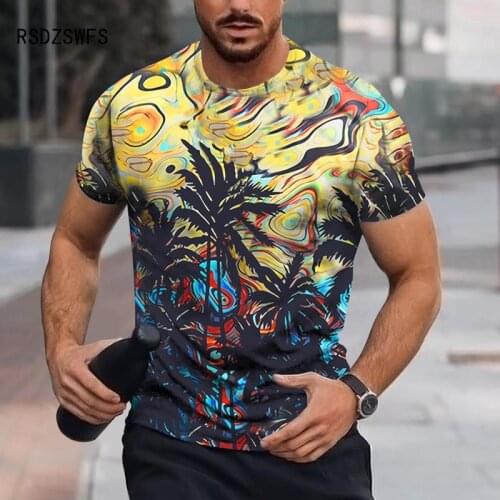 Natural Flowers 3D Print T Shirt Men Clothing Fashion Rock Punk Oversize Loose Summer Top Handsome Men Street Short Sleeved Tees