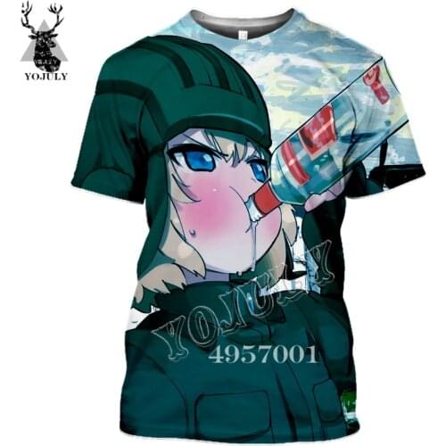 GIRLS Und PANZER 3D Printed Anime Tank Harajuku T-shirt Men Streetwear Fashion T Shirts Unisex Casual Top Pullover Clothing Y875
