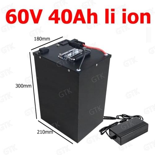 GTK waterproof li ion 60v 40ah lithium ion bateria BMS for 3500W Tricycle scooter bike Motorcycle Citycoco Golf +5A charger