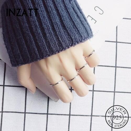 INZATT Real 925 Sterling Silver Minimalist Round Ring For Fashion Women Party Fine Jewelry Punk Accessories