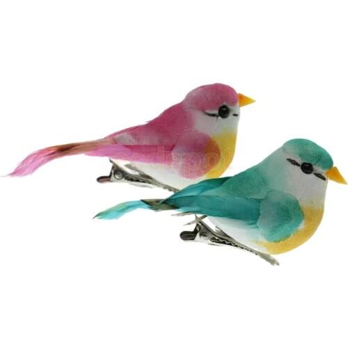 2pcs Artificial Bird Feathered Foam Simulation Bird Home Decor Ornament Craft Figurines Miniatures