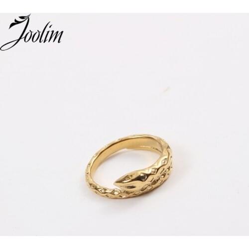 Joolim High End 18K Gold PVD Fashion Snake Style Rings for Women Stainless Steel Jewelry Wholesale