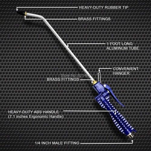 LEMATEC Blue Handle Angled Bent Nozzle Air Duster Blow Gun Cleaner Air Blower Duster Blow Dust Gun Pneumatic Tool Spray Gun