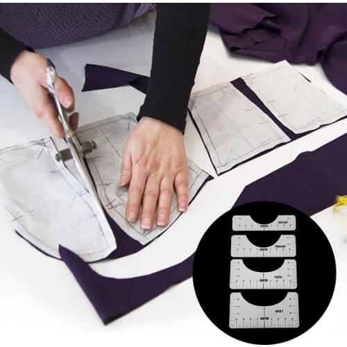 4PCS T-Shirt Alignment Ruler For Guiding T-Shirt Design Fashion Rulers With Size Chart DIY Drawing Template Craft Tool