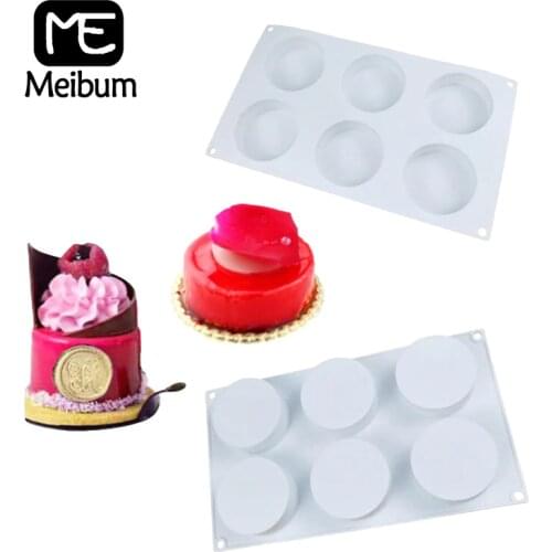 Meibum 6 Cavity Round Shape DIY Chocolate Cake Silicone Mold Mousse Dessert Tray Fondant Pastry Mould Kitchen Baking Tools
