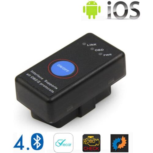 2020 New Mini ELM 327 Bluetooth 4.0 with Power Switch 25K80 ELM327 V1.5 OBD2 Interface Scan Tool for IOS Android Free Shipping