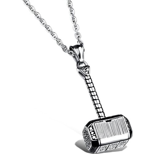 Fashion Tough Cool Raytheon Hammer Pendant Men Necklace Stainless Steel Quake Punk Jewelry Gift For Boyfriend Father