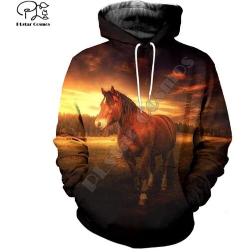 PLstar Cosmos Beautiful Colorful Horse 3D Printed Hoodies Sweatshirts Zip Hooded For Men And Women Casual Streetwear Style-D13