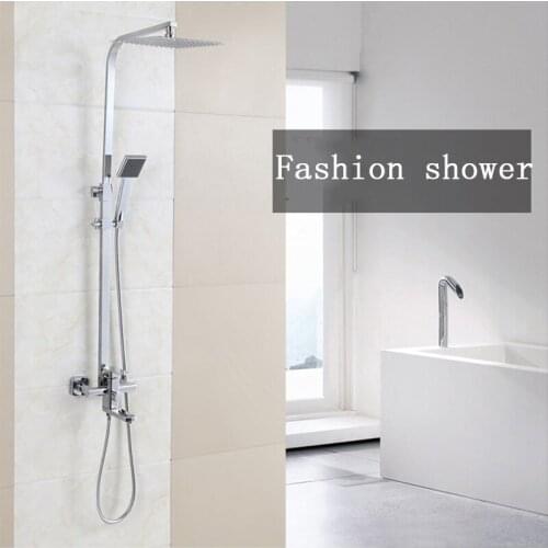 Shower Faucet Set Shower System Multifunctional Faucet Shower Square Tube Shower Head Brass Shower Nozzle Wall-mounted Shower