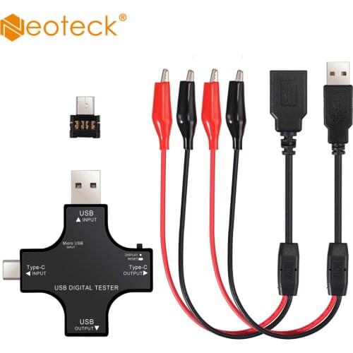 Neoteck USB C Power Meter Testers, 2 in 1 Type C USB Tester Volt Ammeter Detector USB Cable Charger Indicator DC3.6-30V/0-5.1A