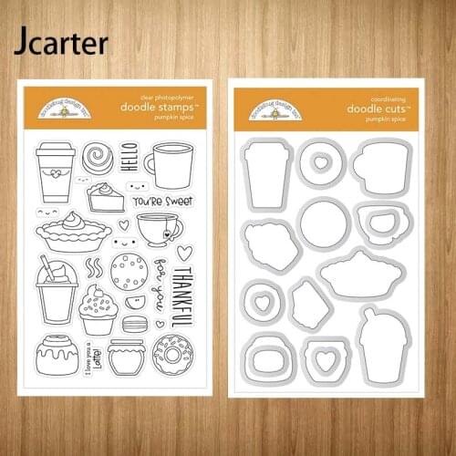 New Design Coffee Cup Dessert Letters Metal Cutting Dies and Clear Stamps Craft Stencil Scrapbooking Album Make Template Decor