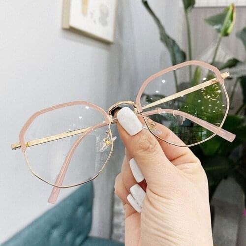 -1.0 -1.5 -2.0 -2.5 -3.0 To -6.0 Women Round Myopia Glasses Oversized Eyeglasses Vintage Frames Students Metal Clear Glasses