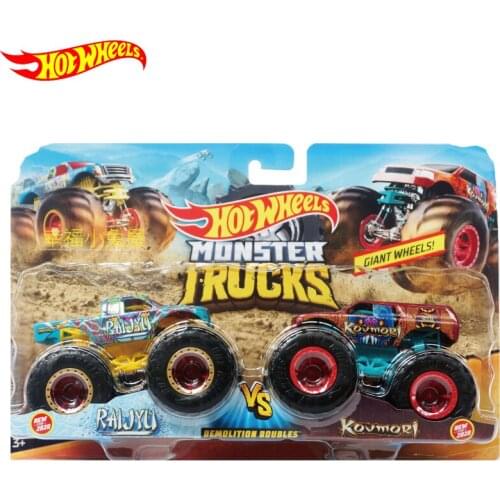 Original Hot Wheels Car for Boys 1:64 2PCS Monster Trucks Carro Hotwheels Car Toys for Boys Diecast Car Kid Toys Gift