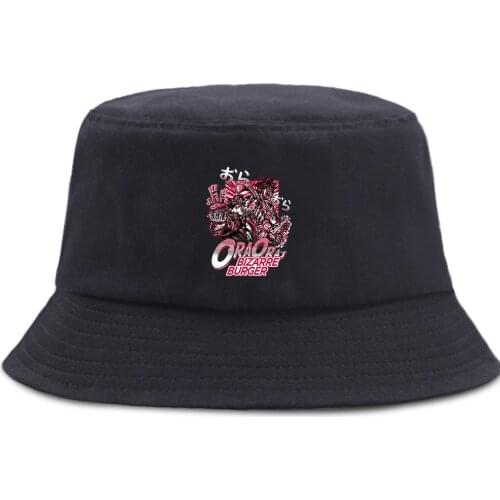 JOJOS BIZARRE Japan Anime Bucket Hat Summer Foldable Beach Caps Cotton Unisex Fisherman Caps Sun Shade Outdoor Fishing Hats