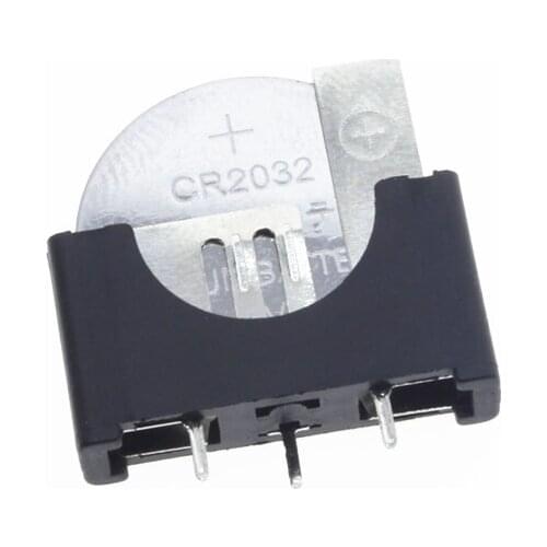 Plastic BS-5-2 CR2032 3V Button Coin Battery Socket Holder Case 2032 Batteries Storage Box Lithium Coin Battery Cell 3pins