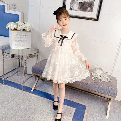 Girl Dress Kids Baby Gown 2021 Beige Spring Autumn Toddler Formal Party Outfits Sport Teenagers Dresses Cotton Children Clothing