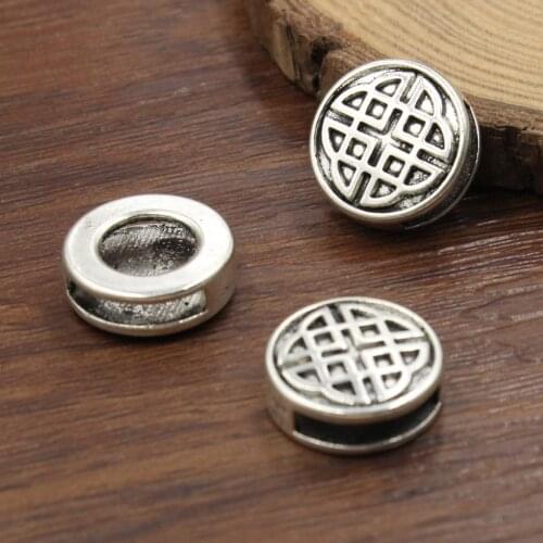 20pcs Fashion Flat Round Flower Slider for Bracelet Necklace Cord Beads watch Chain Beads DIY Making Accessory 17mm Hole:14x3mm