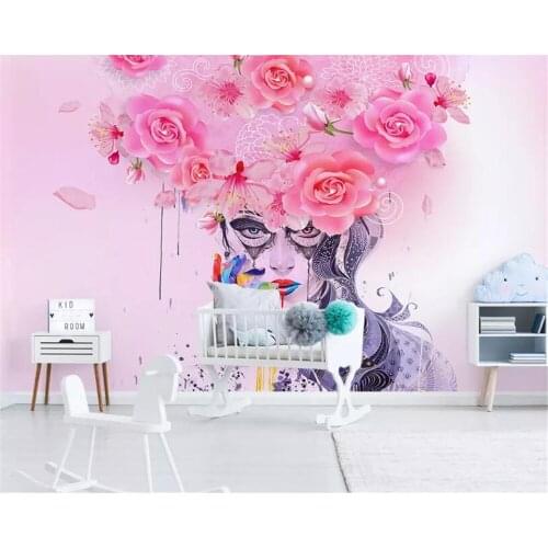Beibehang Custom large 3d wallpaper Modern Graffiti floral colorful sexy beauty oil painting background wall wallpaper 3d tapeta