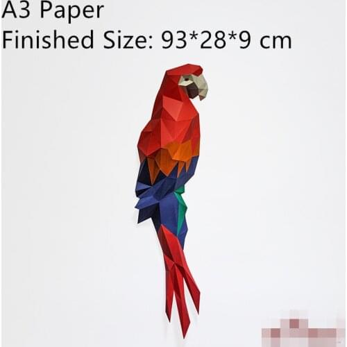 Christmas decoration 3d Paper Model Parrot papercraft jungle animal birds toys home decor wall decor diy toys birthday