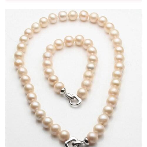 A Set 10-11mm Pink Akoya Cultured Pearl Necklace/Bracelets 18"8"