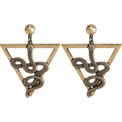 Vintage Ethnic Alloy Snake Charms Dangle Drop Earrings For Women Fashion Jewelry Novelty Design Statement Earrings Accessories