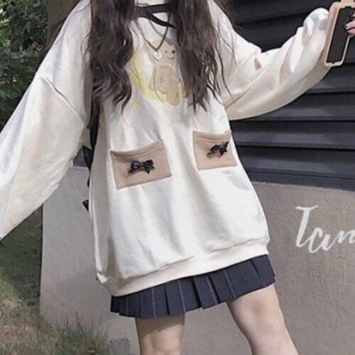 Spring/Autumn Sweet Girl Japanese Soft Sister Lolita Hoodie Xingyue Bear Vintage Preppy Harajuku Cute Tender Kawaii Girl Hoodie