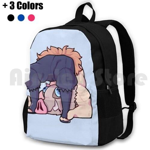 Inosuke Outdoor Hiking Backpack Waterproof Camping Travel Kimetsu No Yaiba Demon Inosuke Inosuke Hashibira Anime Chibi Kawaii