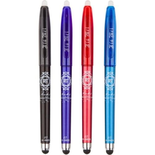 Xiamei 4pcs Erasable Gel Pen 0.5mm Plastic 4 Colors Office School Supplies Multi-functional Touchscreen Pen