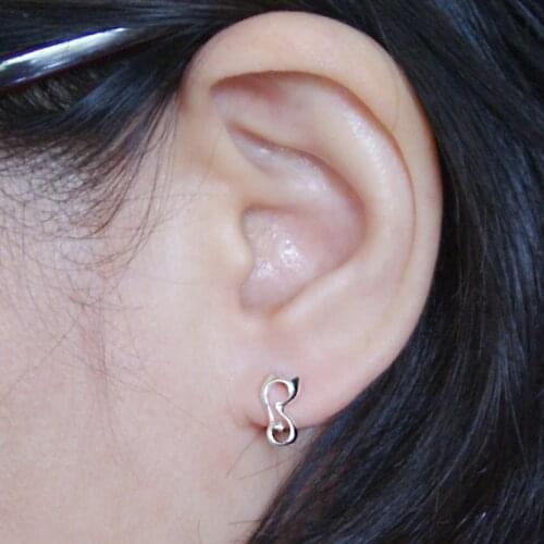 Bohemia Simple genuine silver color Earrings for Women,Small bell Stud Earrings for Girls.Cat Earrings Jewelry A birthday gift