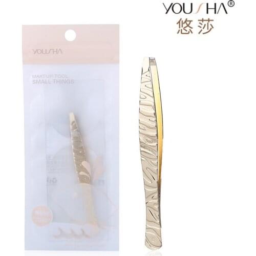 Gold Antiskiding Eyebrow Tweezers Wholesale Easy To Take Lofty Precision Safe Depilatory Brow Eyelash Clip Cosmetics for Face