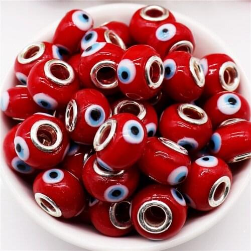 10Pcs New Round Loose Eye Shape Big Hole European Beads fit Pandora Bracelet Bangle DIY Chain Necklace for DIY Jewelry Making