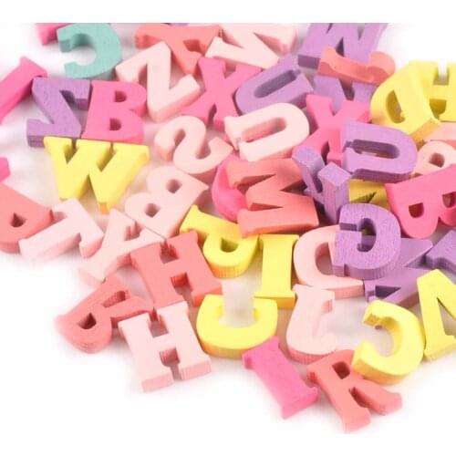100pcs Mixed Color A-Z Letter&alphabet Wood Slices DIY Sewing Unfinished Wooden Crafts Scrapbooking Home Decoration 16mm M0758