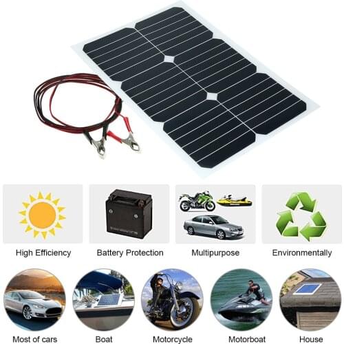 20W 12V Mono Semi-flexible Solarpanel With Sunpower Chip For Battery Charger Boats Cara Car Accessories Car Styling