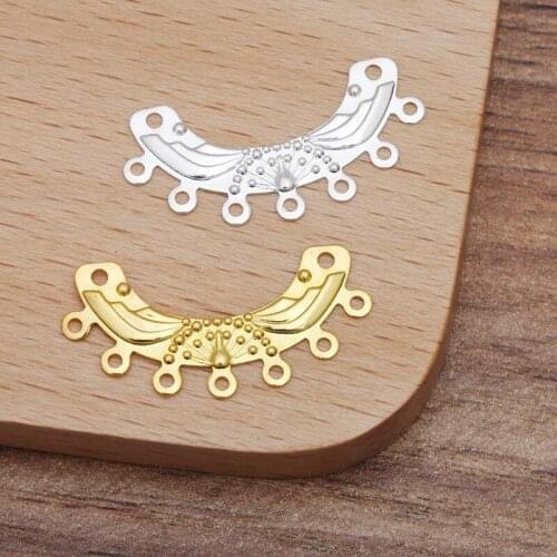 200pcs 12x25mm Brass Connector Filigree Wraps Connectors Charms With 7 Loops DIY Jewelry Accessories