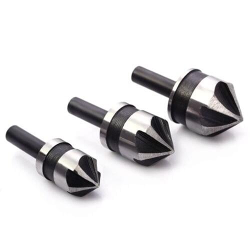 3pcs 12mm-19mm Countersink Drill Bits HCS 5 Flute Counter Sink Drilling Timber Wood 90 Degree Countersinks Bore Chamfer Cutter