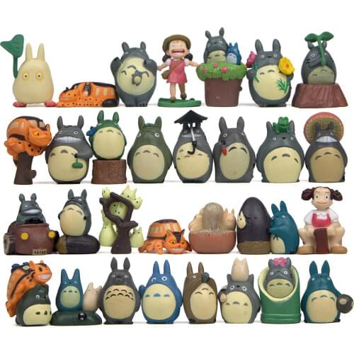 30pcs/Set Cute Mini TOTORO DIY Miniature japanese Anime My neighbor Totoro figure Keychain gifts doll resin Model figurines Toys