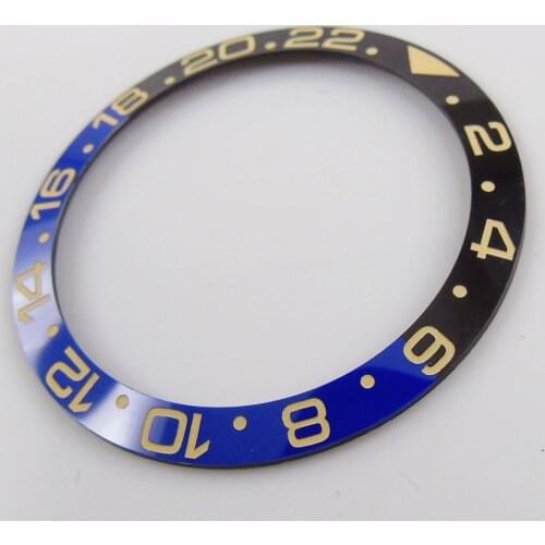 38mm black blue yellow marks ceramic bezel bezel insert fit for 40mm SUB GMT mens watch