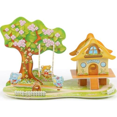 3D DIY Puzzle Castle Model Cartoon House Assembling Paper Toy Kid Early Learning Construction Pattern Gift Children House D19