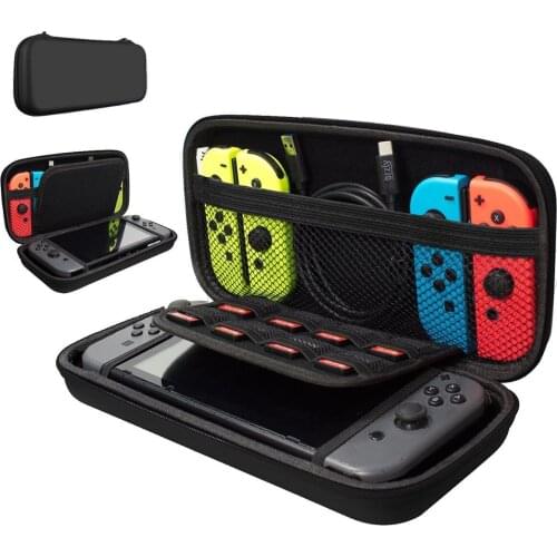 4Pcs Portable Carrying Storage Bag Protective Case Screen Protector W/ Cable For Nintendo Switch Storage Bag-Black