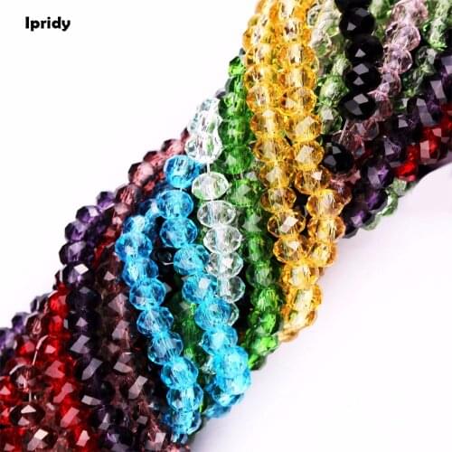 48 Cutting Face Tyre Crystal Beads Charm Faceted Glass Beads Rondelles Loose Spacer Bead for DIY Jewelry Making