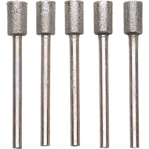 5 Piece 3 Diamond Grinding Abrasive Drill 3mm Shank Silver Diamond Grinding Stone Drill Bits For Rotary Tool