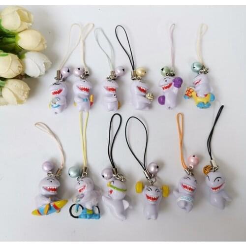 5Pcs Mini Cute Tooth Sporting Shark Figure Model Bells Pendent Collection Toy For Kid Child Adult