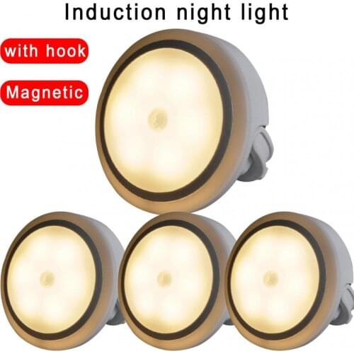 6 LED Motion Sensor Closet Light Battery Powered Indoor Wall Cabinet Night Light Smart Infrared Sensor Lamp Bedside Bedroom Home