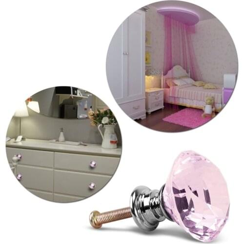 8 x Pink diamond bling decoration door furniture drawer handle knob 30x27mm